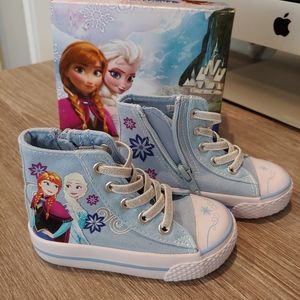 Disney Frozen lace up zipper high top sneakers toddler size 5